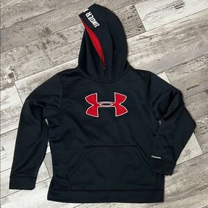 Under Armour Youth Black Hoodie with Red Logo